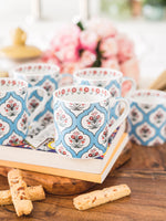 Bone China Tea Cups/Coffee Mugs with Multi Color Design (Set of 6 Mugs)