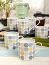 Bone China Tea Cups/Coffee Mugs with Polka Dot Print (Set of 6 mugs)