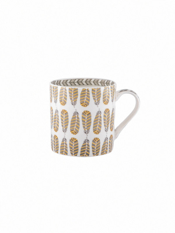 Bone China Tea Cups/Coffee Mugs with Leaf Print (Set of 6 mugs)