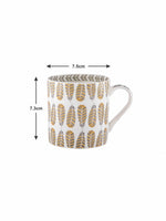 Bone China Tea Cups/Coffee Mugs with Leaf Print (Set of 6 mugs)