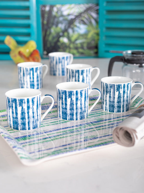 6pcs Coffee/Tea Mug Set with Co-ordinating Melamine Tray (Set of 7 pcs)