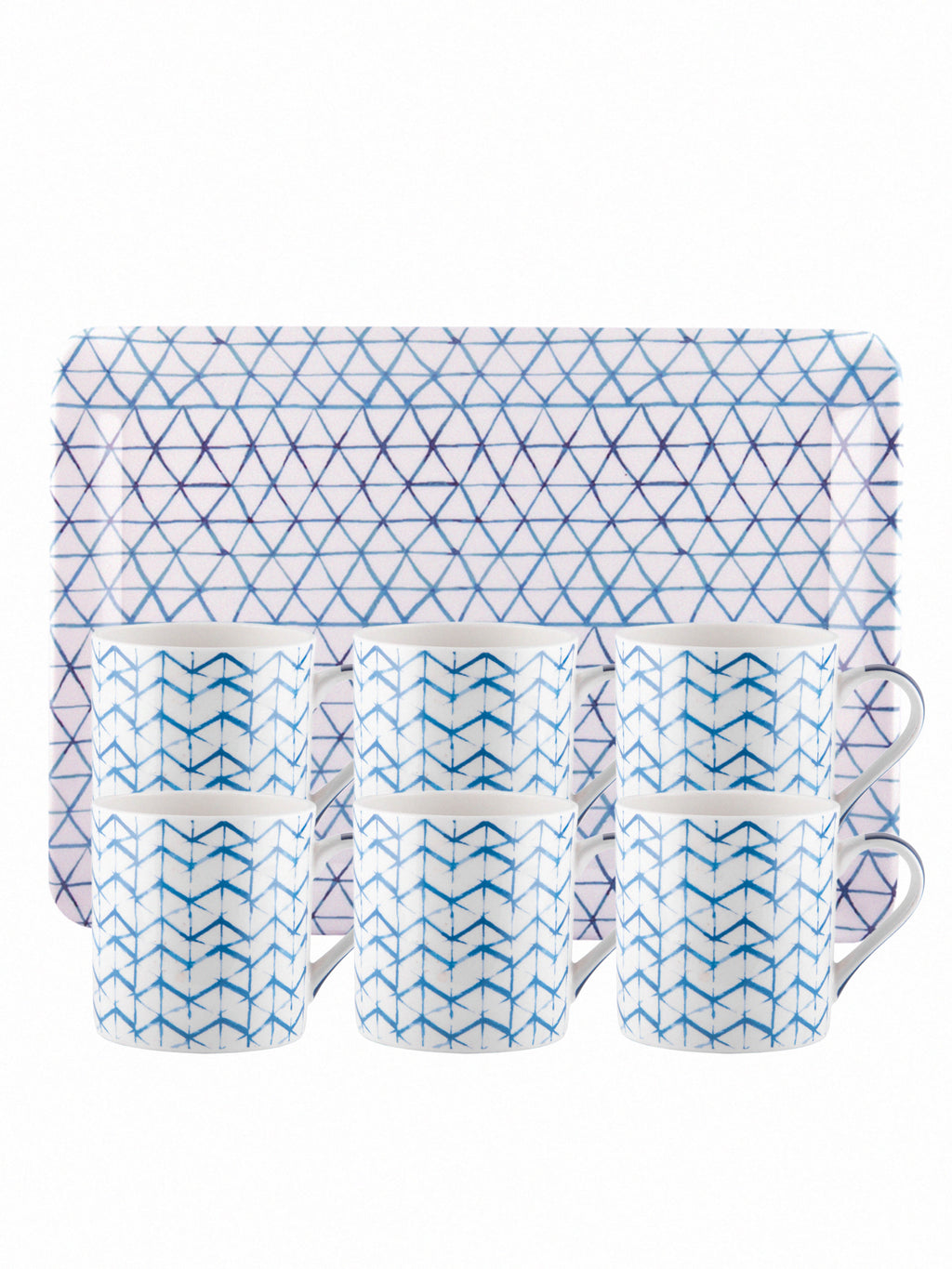 Goodhomes Bone China Tea Cups/Coffee Mugs With Indigo Print (Set Of 6 Mugs)