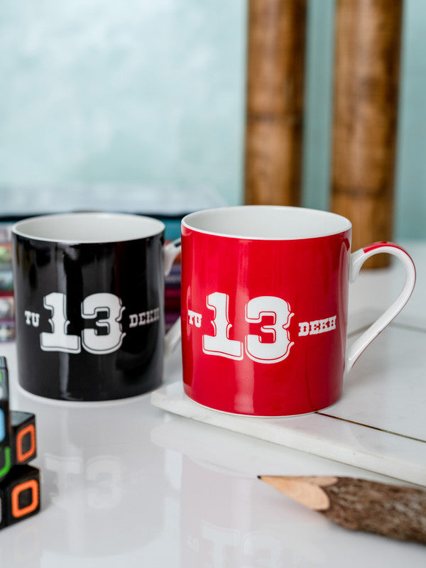 Fine Bone China Tea Cups/Coffee Mugs with Fun Wordings (Set of 2 Cups)
